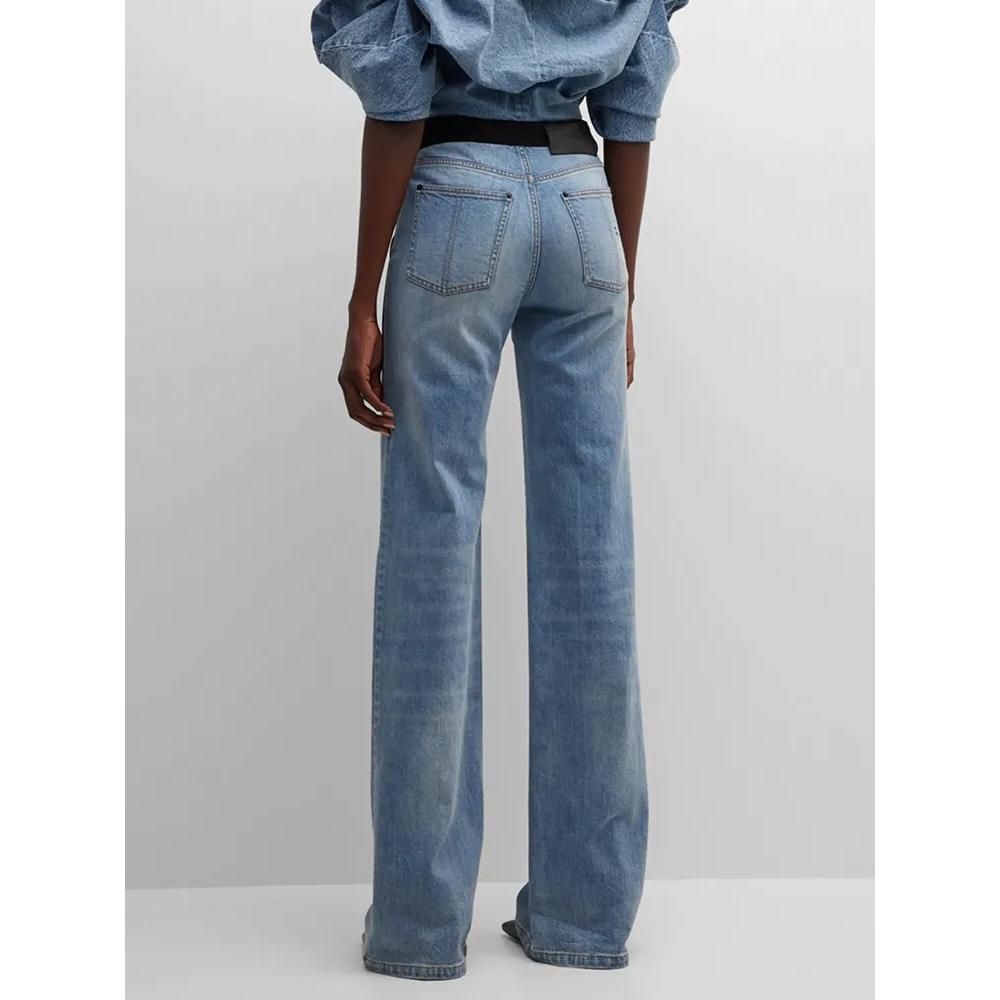 High Waist Jeans mit Kontrastnähten und weitem Bein für Damen