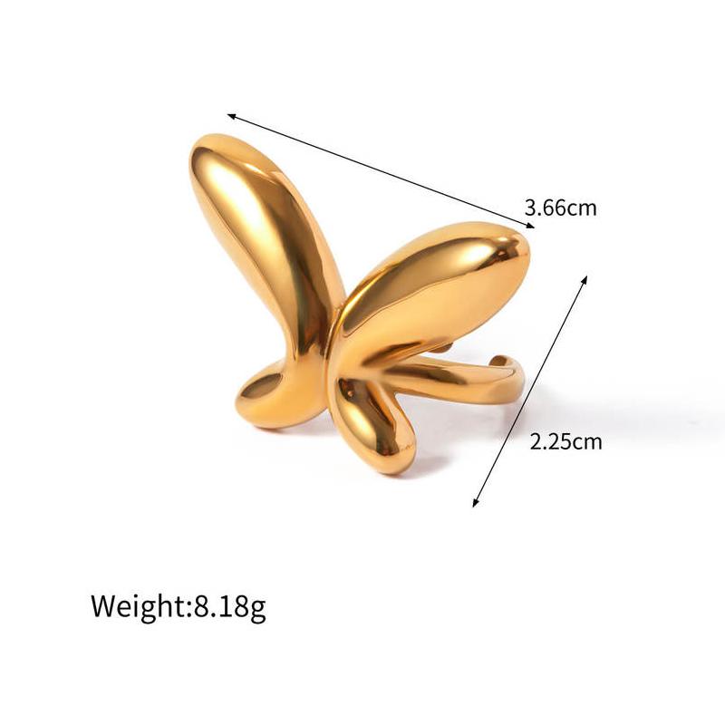 Anillo de mariposa de acero inoxidable chapado en oro de 18 quilates: pendientes gruesos elegantes para ocasiones especiales