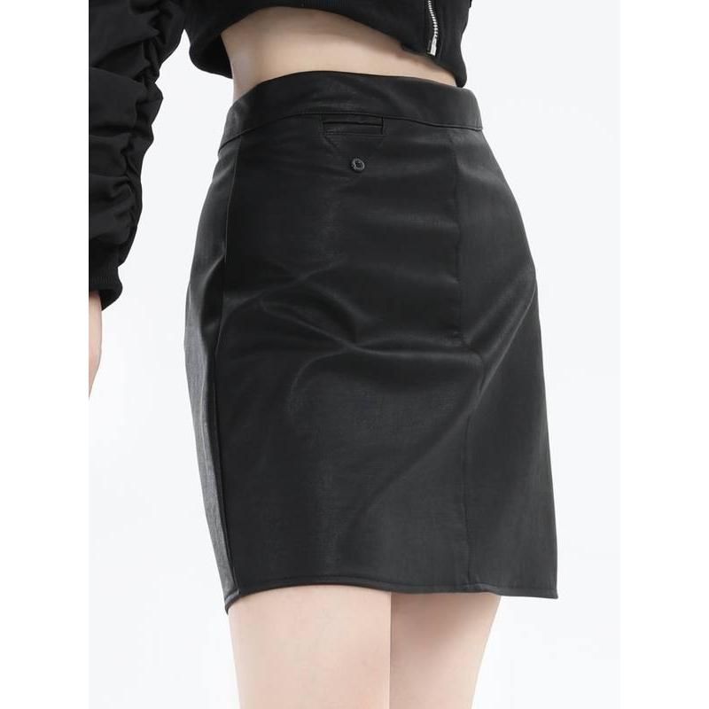 Chic Faux Leather High Waist Mini Skirt for Women – Autumn/Winter Collection