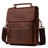 Leather Shoulder Bag Retro Men's Cowhide Messenger Bag Large Capacity Men's Leather Briefcase - Dazpy