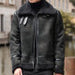 Youth Biker's Leather Jacket Lamb Wool Coat