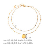 18K Gold Plated Double Layered Black Rice Bead Necklace for Women