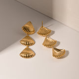 Gold Plated Stainless Steel Geometric Shell Earrings for Women