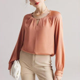 Chic Silk Blend Raglan Sleeve Blouse