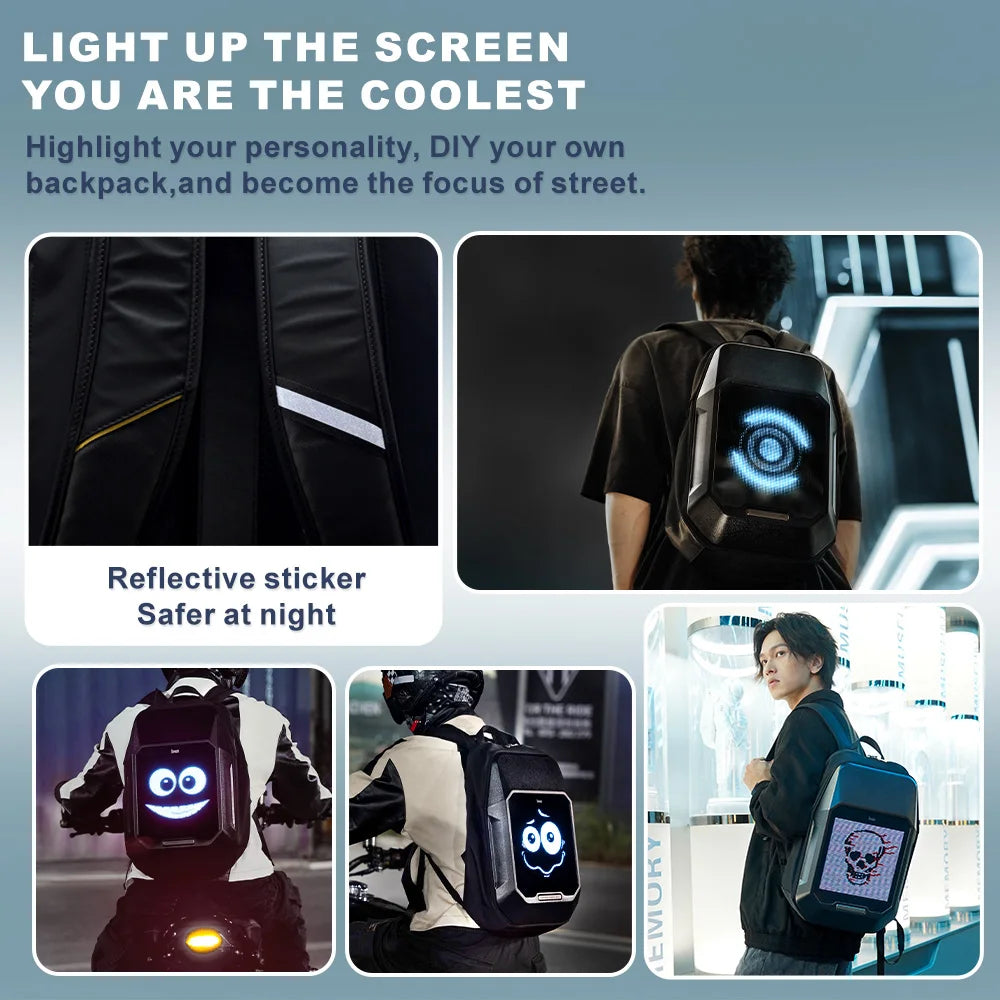 Smarter LED-Rucksack mit Pixel-Art-Display für Business und Reisen