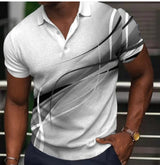 Men's POLO Lapel Striped Plaid Short Sleeve T-Shirt