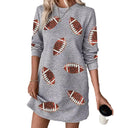 Women's Rugby-Print Long-Sleeve Dress