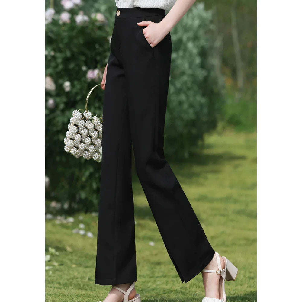 Trendy schwarze Bootcut Hose mit Micro Flare