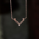 S925 Silver Inlaid Zircon Fashion V-shaped Water Drop Chain - Dazpy