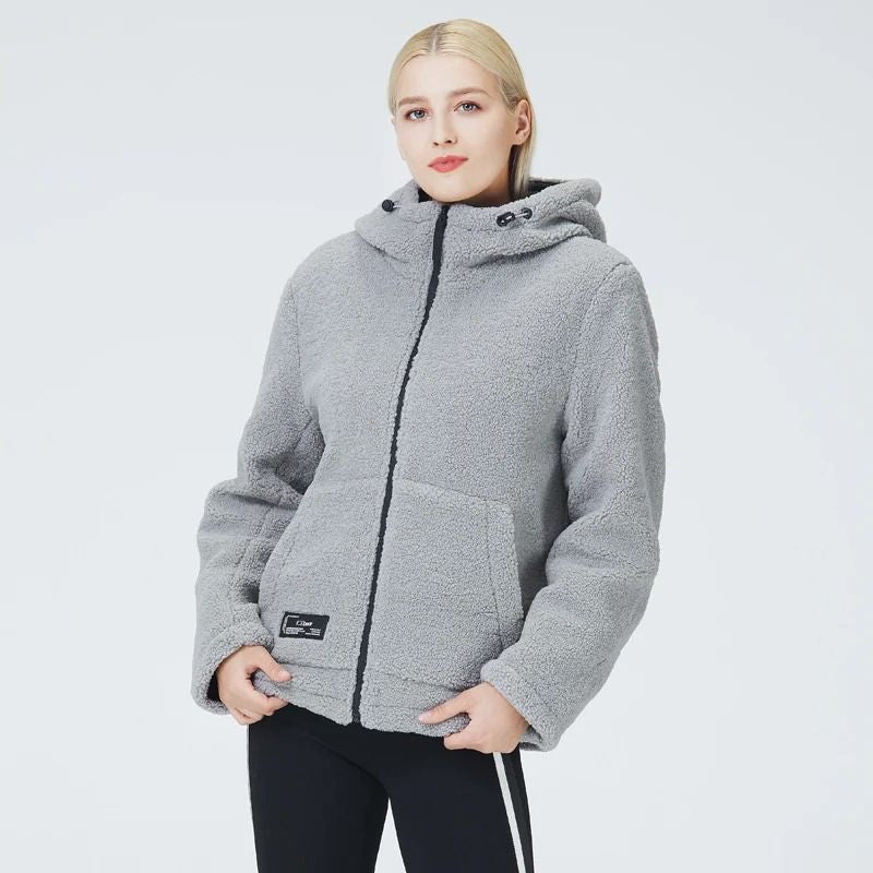 Chaqueta polar informal con capucha para mujer