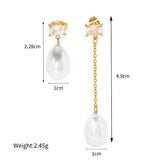 18K PVD Stainless Steel Light Luxury Pearl Earrings