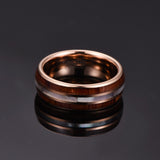 White Beimu Men's Tungsten Steel Ring Inlaid With Wood Grain - Dazpy