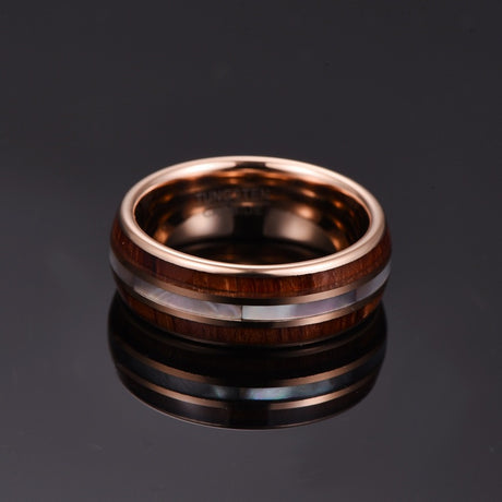 White Beimu Men's Tungsten Steel Ring Inlaid With Wood Grain - Dazpy