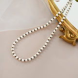 Freshwater Pearl Black Spinel Necklace Sweater Chain - Dazpy