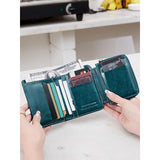 Retro PU Leather Multi-Functional Short Wallet with Twist Lock