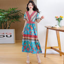 Printed Viscose A-Line Long Dress