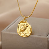 Gold Owl Pendant Necklace for Women