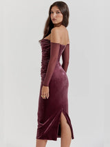 Off Shoulder Velvet Christmas Dress