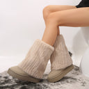 Botas planas de invierno de PU de corte medio para mujer