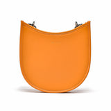 Genuine Leather Circular Shoulder Bag with Arc Profile