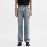 Men's Retro Washed Cargo Jeans - Loose Fit Summer Work Style Trousers