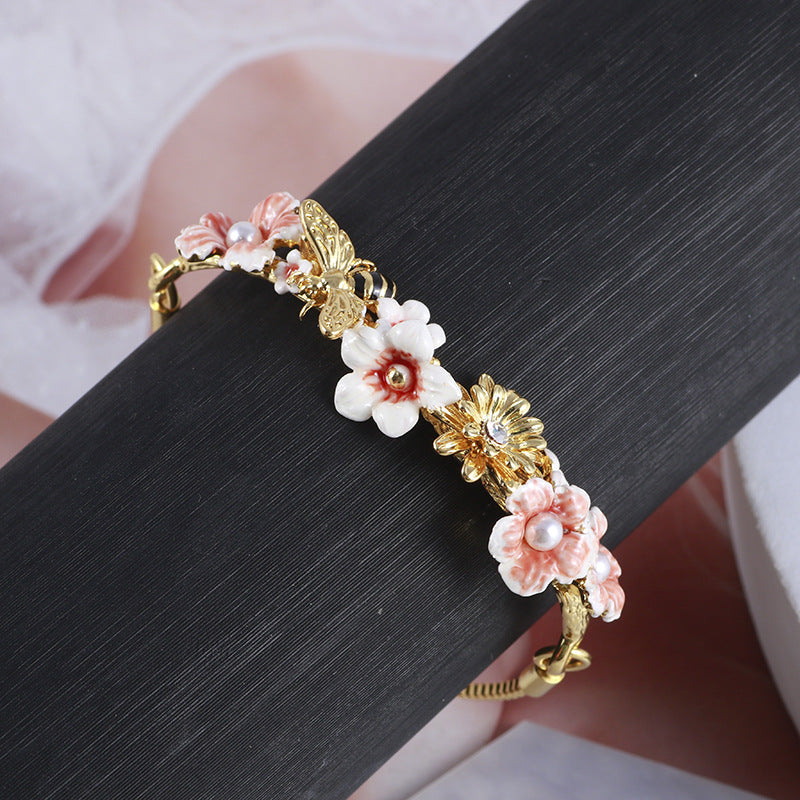 Bee Flowers And Beans Adjustable Bracelet - Dazpy