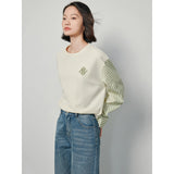 Women’s Contrast Color Patchwork Pullover - Spring Sweatshirt