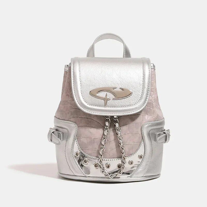 Y2K Aesthetic Harajuku Fashion PU Leather Backpack