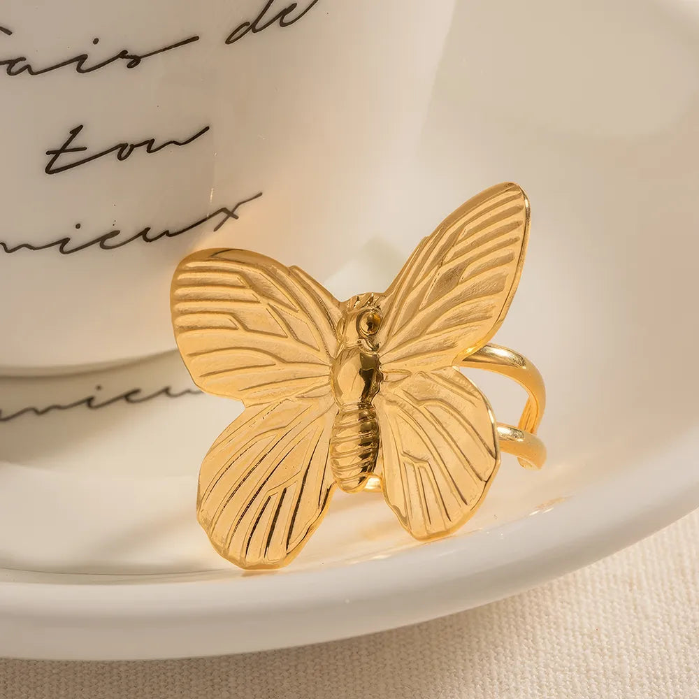 Exquisite Stainless Steel Butterfly Open Ring