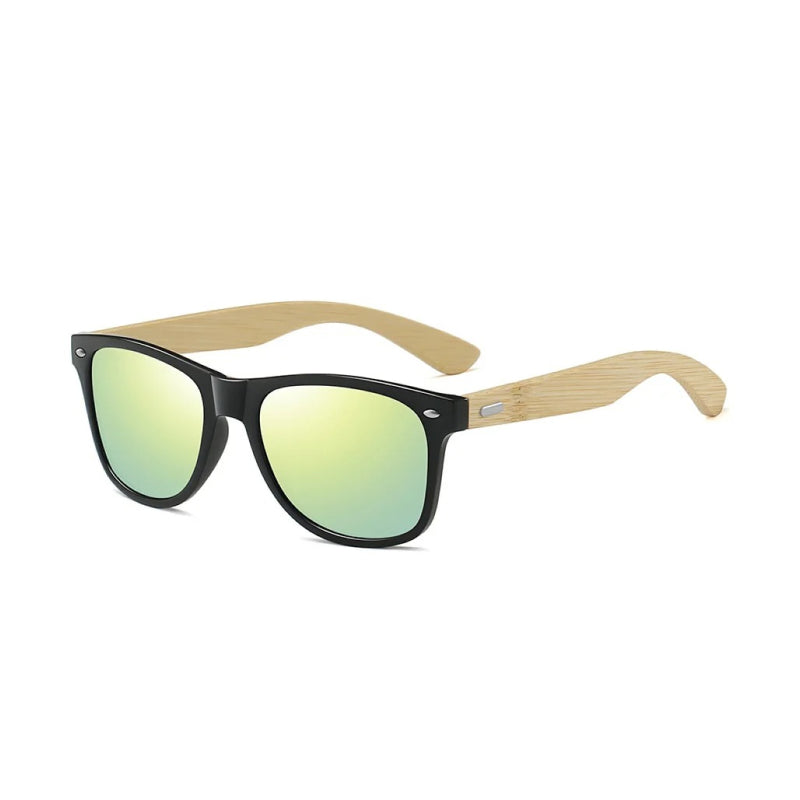 Quadratische Sonnenbrille im Vintage-Stil aus Bambusholz