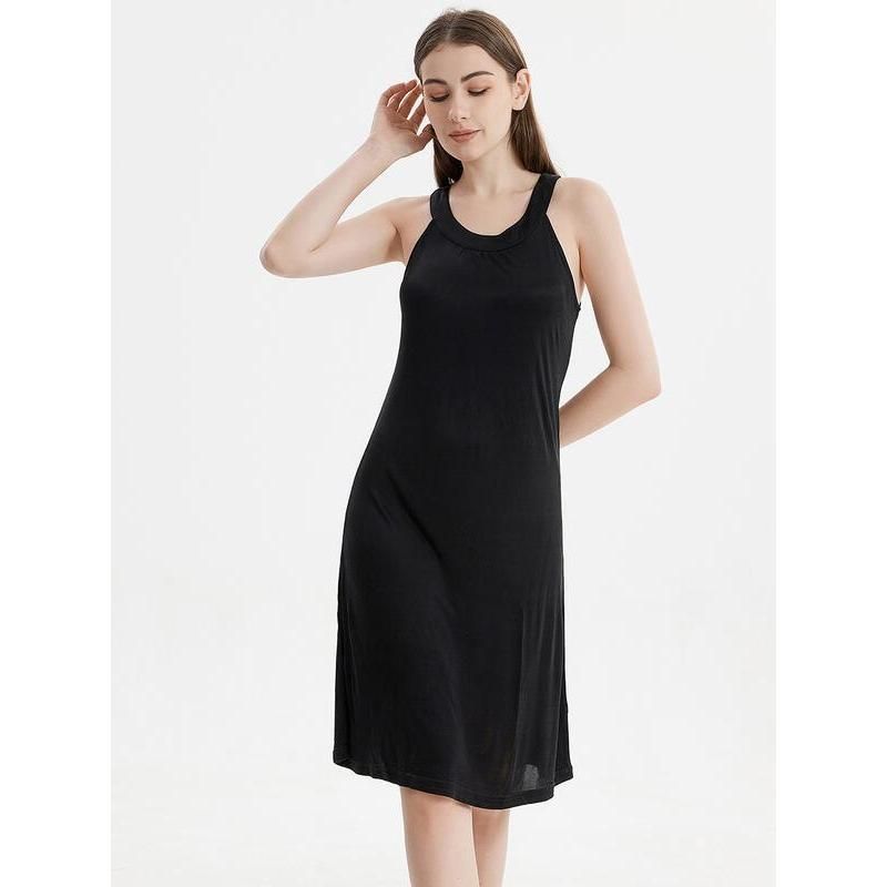 Elegant Silk Blend Halterneck Midi Dress