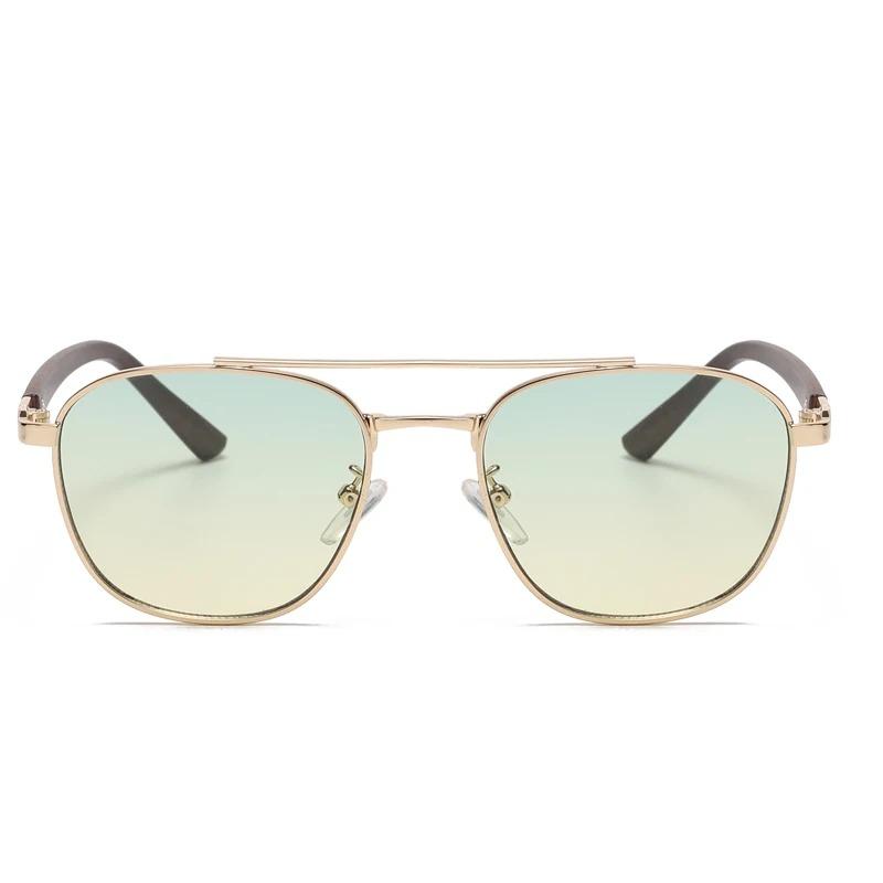 Trendy ovale Vintage-Sonnenbrille mit Holzrahmen für Damen