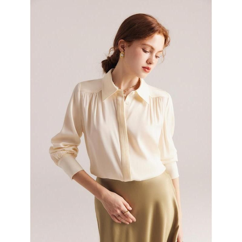 Elegante Langarm-Seidenbluse für Damen