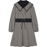 Retro Plaid Long Sleeve Knee-Length Dress