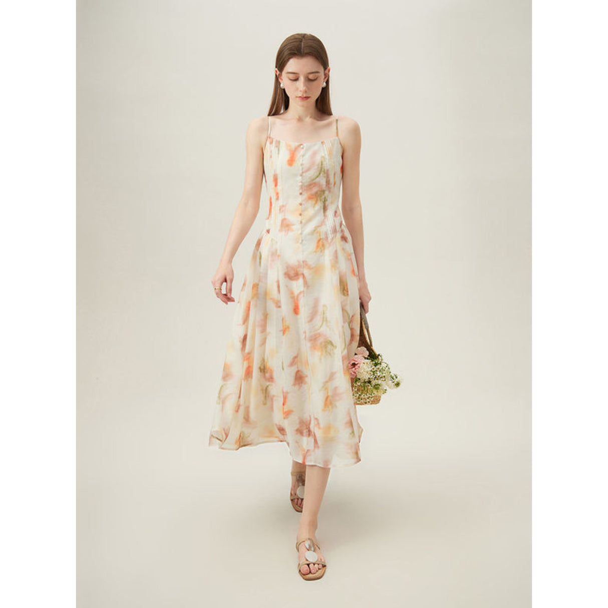 Ärmelloses Sommerkleid mit Blumenmuster