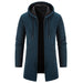 Autumn And Winter Fleece-lined Thickening Trendy Solid Color Men's Cardigan Mid-length Hooded Jacket