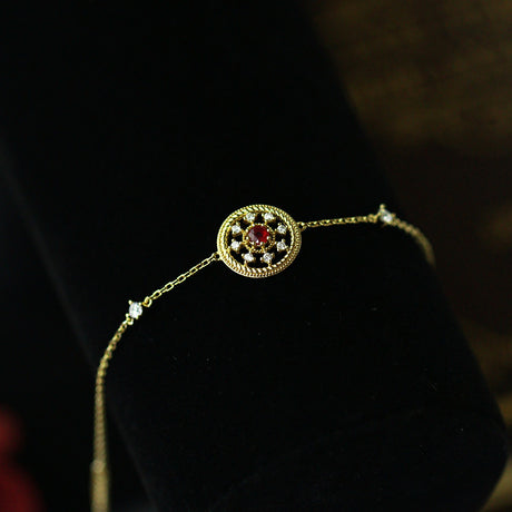 Vintage Disc Natural Ruby Bracelet - Dazpy