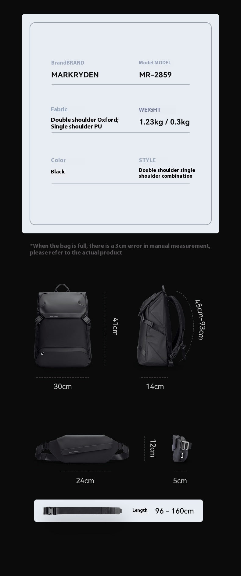 Men's Business Travel Computer Backpack Detachable Letter Backpack Large Capacity