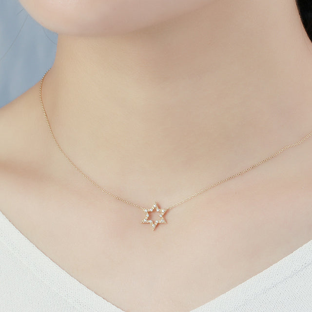 Jewelry Hexagon Star Necklace Clavicle Chain - Dazpy