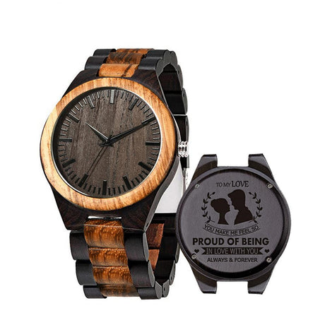 Men's And Women's Large Dial Wood Quartz Watch - Dazpy