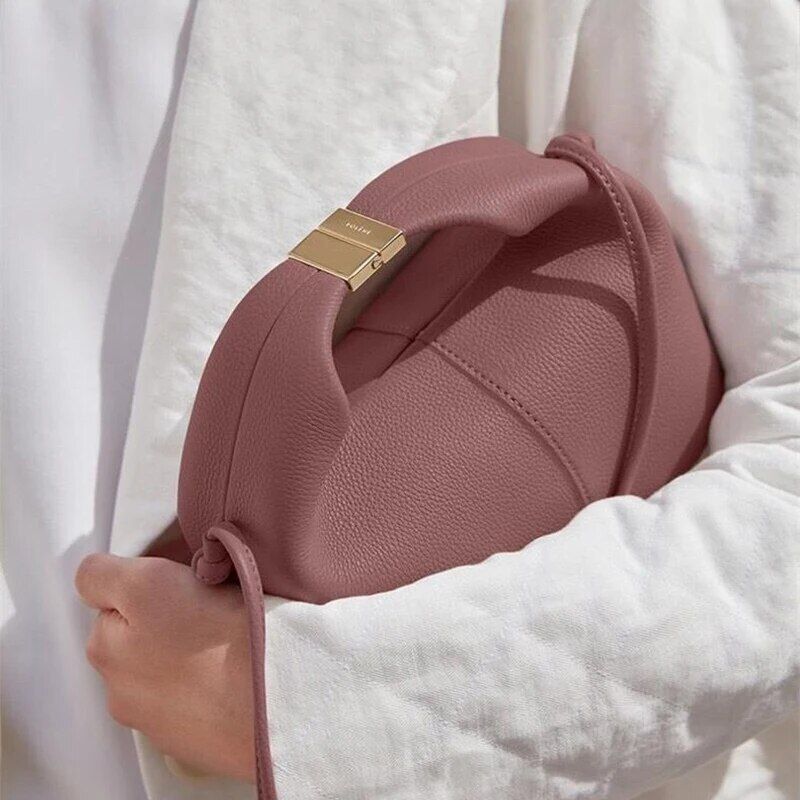 Leather Dumpling-Shaped Tote Bag