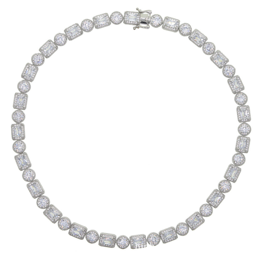 New Round Rectangular Zircon Necklace - Dazpy