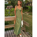 Elegant V-Neck Sleeveless Ruffle Maxi Dress with Backless Design