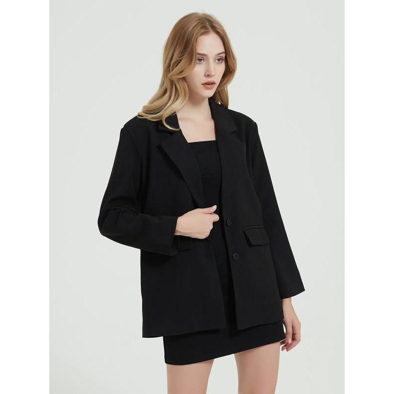 Elegante abrigo blazer negro para mujer