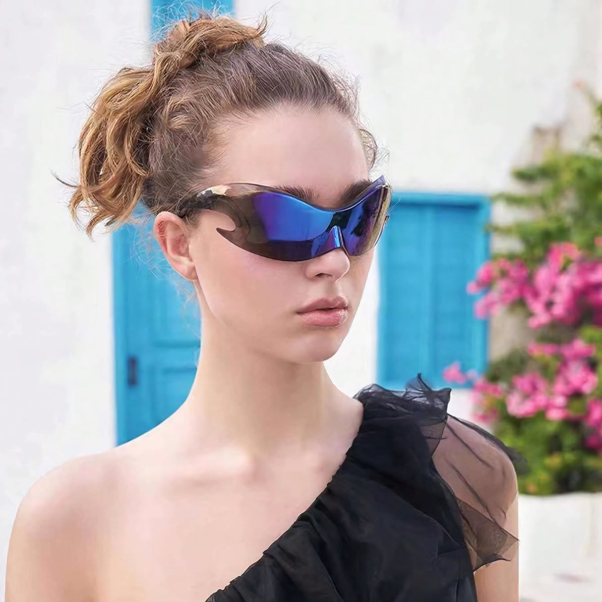 Rimless Cyberpunk Gradient Mirror Sunglasses