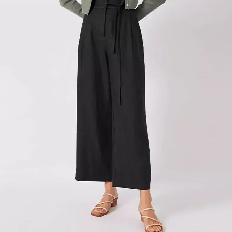 Elegant High-Waist Korean Style Office & Streetwear Linen Trousers