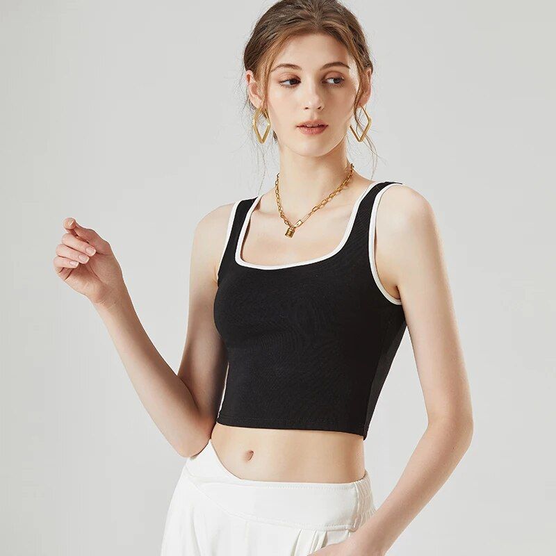 Gepolstertes ärmelloses Crop-Top mit Trägern für Damen