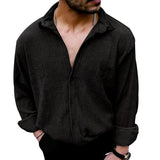 Men's Wrinkle Champray Cardigan Lapel Shirt