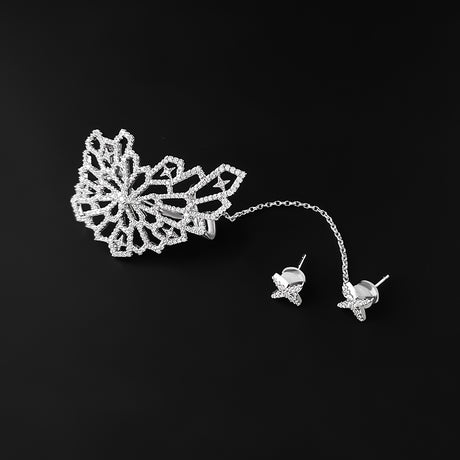 Earring Female Hollow Out Ear Bone Clip Asymmetrical Star - Dazpy