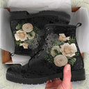 Botines de mujer con cordones en material sintético estampado
